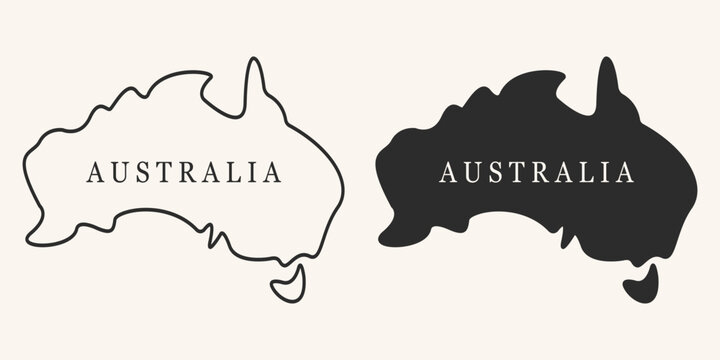 australia line map vector illustration.