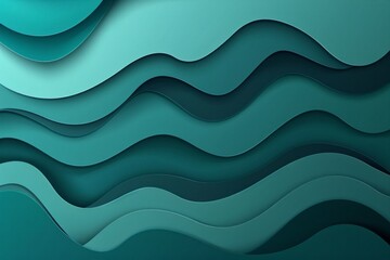Dark turquoise paper waves abstract banner design. Elegant wavy vector background