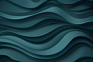 Dark turquoise paper waves abstract banner design. Elegant wavy vector background