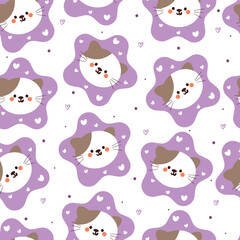 seamless pattern cartoon cats. cute animal wallpaper illustration for gift wrap paper
