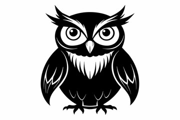 Owl silhouette on white background, Vector illustration, icon, svg, characters, Holiday t shirt, Hand drawn trendy Vector illustration, illustration of a seagull