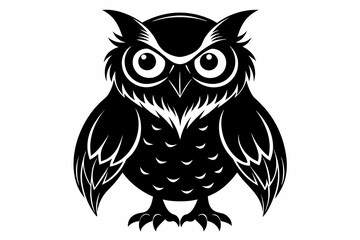 Owl silhouette on white background, Vector illustration, icon, svg, characters, Holiday t shirt, Hand drawn trendy Vector illustration, illustration of a seagull