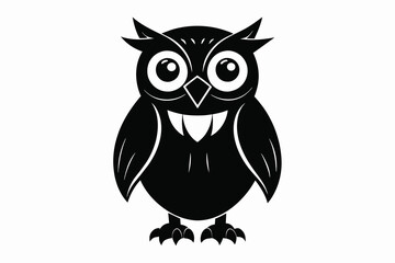 Owl silhouette on white background, Vector illustration, icon, svg, characters, Holiday t shirt, Hand drawn trendy Vector illustration, illustration of a seagull