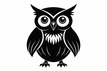 Owl silhouette on white background, Vector illustration, icon, svg, characters, Holiday t shirt, Hand drawn trendy Vector illustration, illustration of a seagull