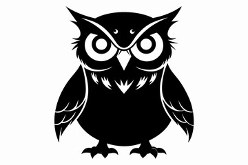 Owl silhouette on white background, Vector illustration, icon, svg, characters, Holiday t shirt, Hand drawn trendy Vector illustration, illustration of a seagull