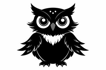 Owl silhouette on white background, Vector illustration, icon, svg, characters, Holiday t shirt, Hand drawn trendy Vector illustration, illustration of a seagull