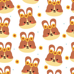 seamless pattern cartoon bunny and flower. cute animal wallpaper for textile, gift wrap paper