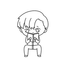 A boy is reading a book