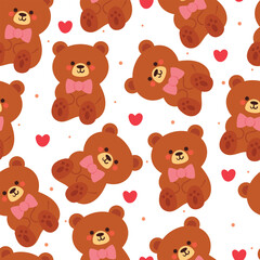 seamless pattern cartoon bears. cute animal wallpaper illustration for gift wrap paper