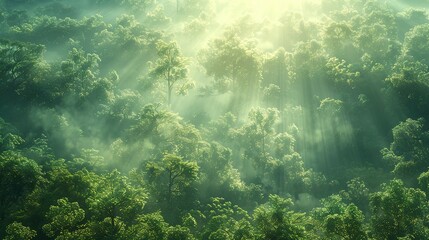 Obraz premium Luminous Canopy: Daytime Sunlight Over Forest