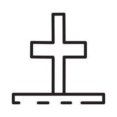 Cross Death Grave Line Icon