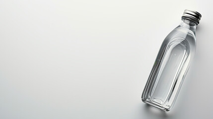Transparent water bottle, pure and practical, embodying hydration and sustainability - obrazy, fototapety, plakaty