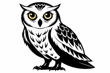 owl silhouette on white background, Vector illustration, bird, icon, svg, characters, Holiday t shirt, Hand drawn trendy Vector illustration, owl on a branch