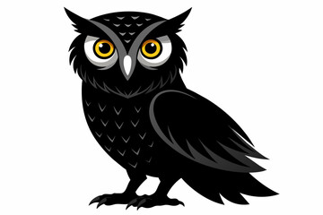 owl silhouette on white background, Vector illustration, bird, icon, svg, characters, Holiday t shirt, Hand drawn trendy Vector illustration, owl on a branch