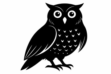 owl silhouette on white background, Vector illustration, bird, icon, svg, characters, Holiday t shirt, Hand drawn trendy Vector illustration, owl on a branch