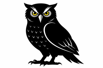 owl silhouette on white background, Vector illustration, bird, icon, svg, characters, Holiday t shirt, Hand drawn trendy Vector illustration, owl on a branch