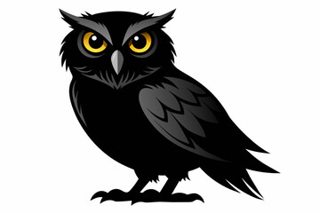 owl silhouette on white background, Vector illustration, bird, icon, svg, characters, Holiday t shirt, Hand drawn trendy Vector illustration, owl on a branch