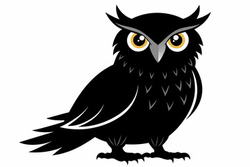 owl silhouette on white background, Vector illustration, bird, icon, svg, characters, Holiday t shirt, Hand drawn trendy Vector illustration, owl on a branch