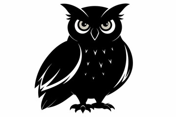 owl silhouette on white background, Vector illustration, bird, icon, svg, characters, Holiday t shirt, Hand drawn trendy Vector illustration, owl on a branch