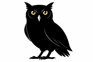 owl silhouette on white background, Vector illustration, bird, icon, svg, characters, Holiday t shirt, Hand drawn trendy Vector illustration, owl on a branch