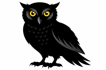 owl silhouette on white background, Vector illustration, bird, icon, svg, characters, Holiday t shirt, Hand drawn trendy Vector illustration, owl on a branch
