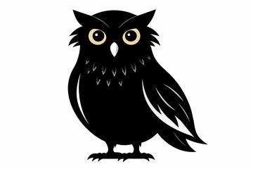 owl silhouette on white background, Vector illustration, bird, icon, svg, characters, Holiday t shirt, Hand drawn trendy Vector illustration, owl on a branch