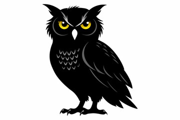 owl silhouette on white background, Vector illustration, bird, icon, svg, characters, Holiday t shirt, Hand drawn trendy Vector illustration, owl on a branch