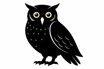 owl silhouette on white background, Vector illustration, bird, icon, svg, characters, Holiday t shirt, Hand drawn trendy Vector illustration, owl on a branch