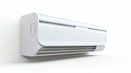 3D rendering of a modern air conditioner mounted on a white wall. - obrazy, fototapety, plakaty