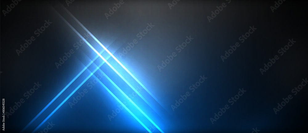 Poster an electric blue neon light is casting a striking visual effect on a black background, creating a ca