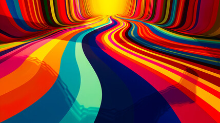 A colorful abstract image of a tunnel.