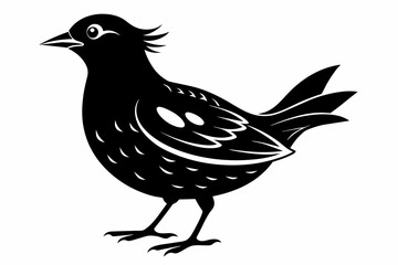 Lark silhouette on white background, Vector illustration, bird, icon, svg, characters, Holiday t shirt, Hand drawn trendy Vector illustration, crow on a white