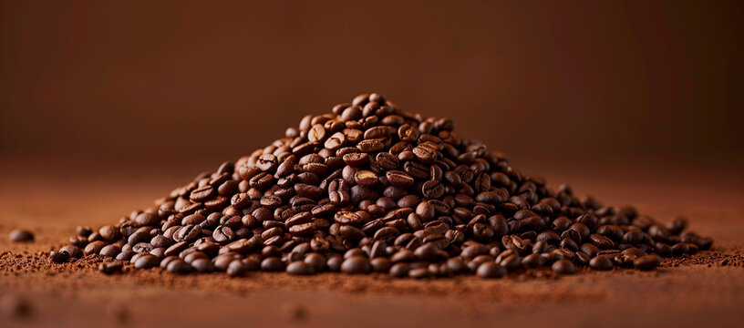 coffee beans background, Fresh coffee beans banner, texture pattern, roasted coffee product background