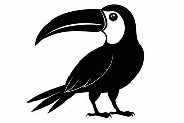 Toucan silhouette on white background, Vector illustration, bird, icon, svg, characters, Holiday t shirt, Hand drawn trendy Vector illustration, raven on a branch