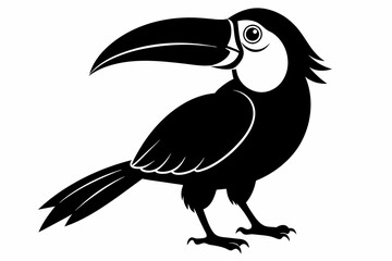 Toucan silhouette on white background, Vector illustration, bird, icon, svg, characters, Holiday t shirt, Hand drawn trendy Vector illustration, raven on a branch