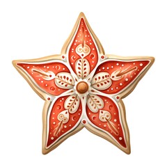Watercolor gingerbread star isolated on white background. Hand drawn illustration.