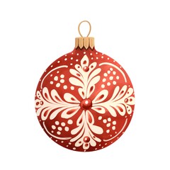 Watercolor red christmas ball isolated on white background. Hand drawn illustration.