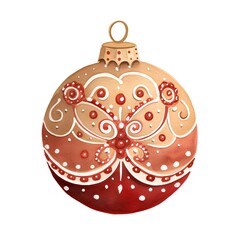 Watercolor christmas ball on white background. Watercolor illustration.
