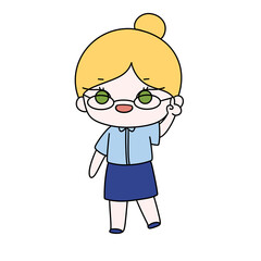 A cartoon girl with glasses