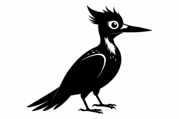 Woodpecker silhouette on white background, Vector illustration, bird, icon, svg, characters, Holiday t shirt, Hand drawn trendy Vector illustration, raven on a branch