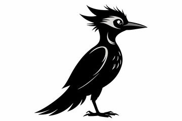 Woodpecker silhouette on white background, Vector illustration, bird, icon, svg, characters, Holiday t shirt, Hand drawn trendy Vector illustration, raven on a branch