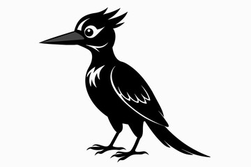 Woodpecker silhouette on white background, Vector illustration, bird, icon, svg, characters, Holiday t shirt, Hand drawn trendy Vector illustration, raven on a branch