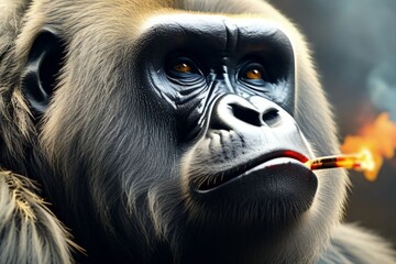 gorilla, smoking, dog, health, wild, animal, cigarette