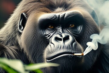 gorilla, smoking, dog, health, wild, animal, cigarette