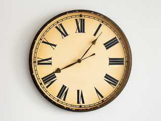 A large wall clock with roman numerals on it.