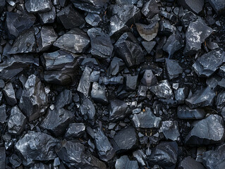 A close up of black rocks and coal.