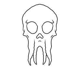 Skull Head Outline Illustration art