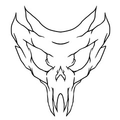 Skull Head Outline Illustration art