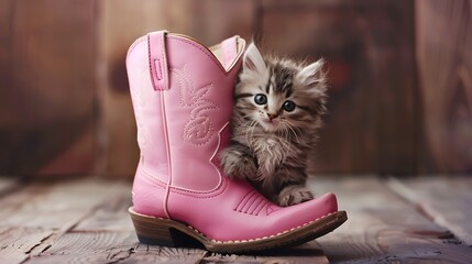Cute kittens and pink boots,可愛い子猫にピンクのブーツ,Generative AI