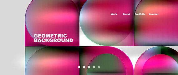 Circles and lines. Bright colorful geometry with glassmorphism effect. Vector Illustration For Wallpaper, Banner, Background, Card, Book Illustration, landing page